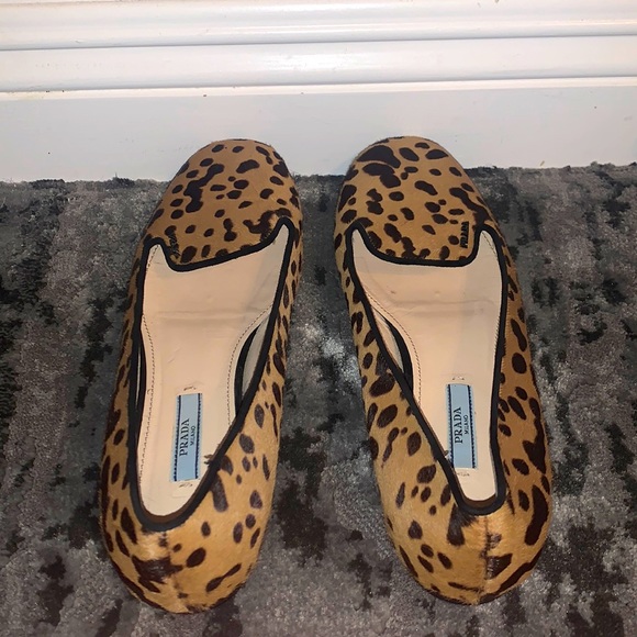 Prada Animal Print Caval St Leo Miel Moro Flats - Picture 3 of 4